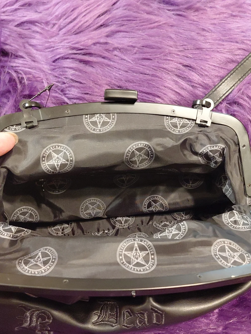 BLACK CRAFT CULT Dark Gothic Black Chain CROSSBODY KISSLOCK